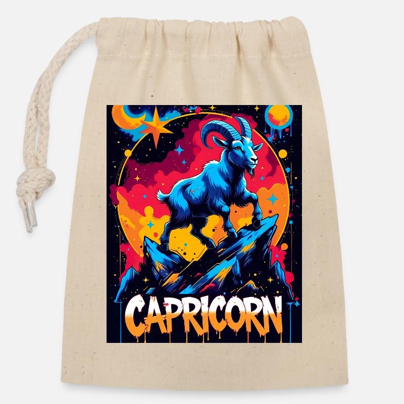 Capricorn - Closable cotton gift bag (14x20cm) - nature