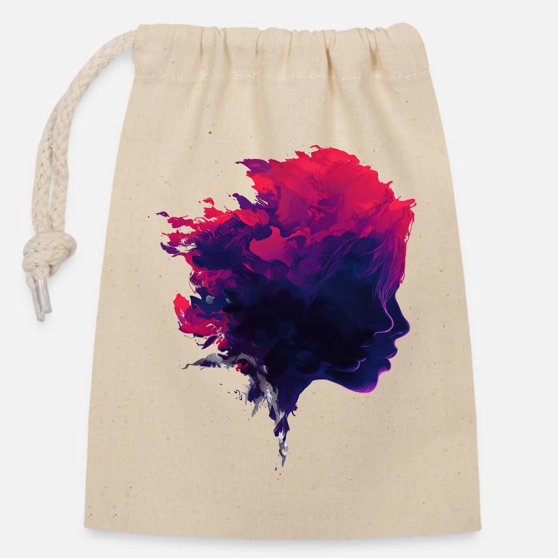 Crimson_Flow_Profile - Verschließbarer Geschenkbeutel aus Baumwolle (14x20cm) - Natur