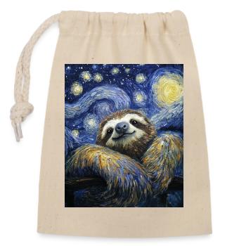 paresseux Van Gogh style nuit étoilée - Sac cadeau en coton avec cordon (14 x 20 cm) - nature - Devant