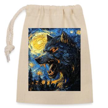 Loup loup-garou style Van Gogh - Sac cadeau en coton avec cordon (14 x 20 cm) - nature - Devant