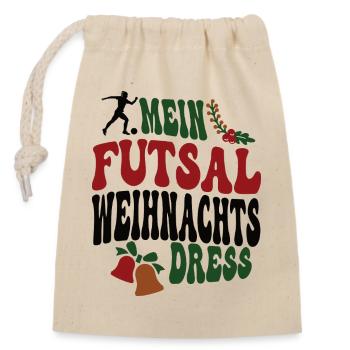 Futsalerin Weihnachten Futsal Spielerin XMAS - Verschließbarer Geschenkbeutel aus Baumwolle (14x20cm) - Natur - Vorne