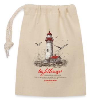 Phare au bord de la mer - Sac cadeau en coton avec cordon (14 x 20 cm) - nature - Devant