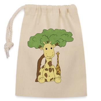 Afrika_Giraffe - Closable cotton gift bag (14x20cm) - nature - Front