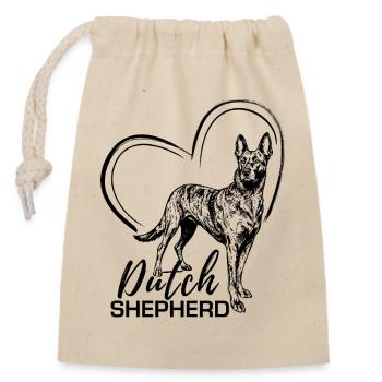 Dutchie - Chien de berger néerlandais - Sac cadeau en coton avec cordon (14 x 20 cm) - nature - Devant