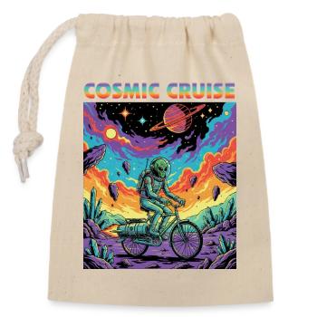 Cosmic Cruise Astronaut Rider - Verschließbarer Geschenkbeutel aus Baumwolle (14x20cm) - Natur - Vorne