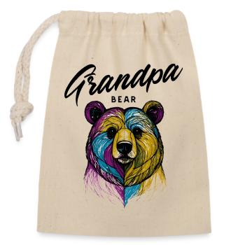 Rainbow Bear Split Opa Bär - Verschließbarer Geschenkbeutel aus Baumwolle (14x20cm) - Natur - Vorne