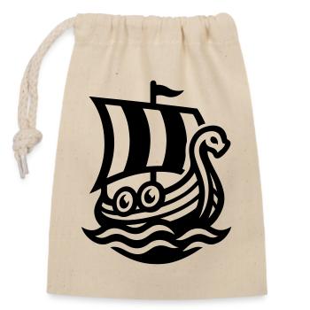 Bateau Dragon Viking - Sac cadeau en coton avec cordon (14 x 20 cm) - nature - Devant