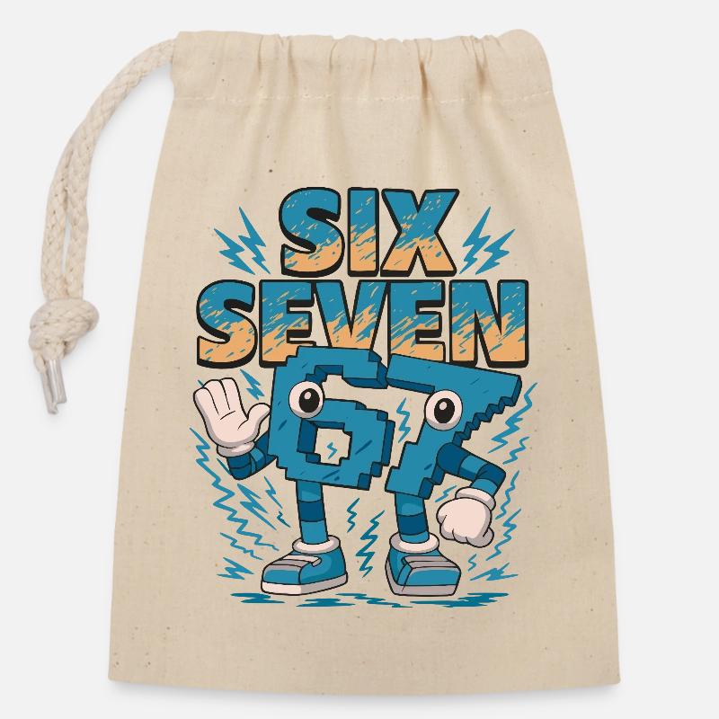 Six Seven 67 6-7 Viral Meme - Verschließbarer Geschenkbeutel aus Baumwolle (14x20cm) - Natur