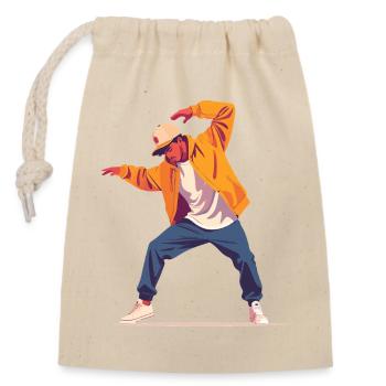 Motif de danse Personne en Breakdance Pose Dancer - Sac cadeau en coton avec cordon (14 x 20 cm) - nature - Devant