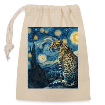 Léopard Van Gogh - Sac cadeau en coton avec cordon (14 x 20 cm) - nature - Devant