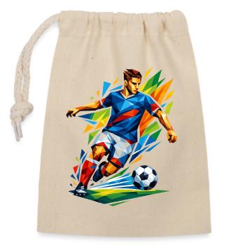 Geometric Football Explosion - Closable cotton gift bag (14x20cm) - nature - Front
