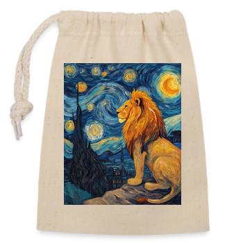 Lion Van Gogh - Sac cadeau en coton avec cordon (14 x 20 cm) - nature - Devant