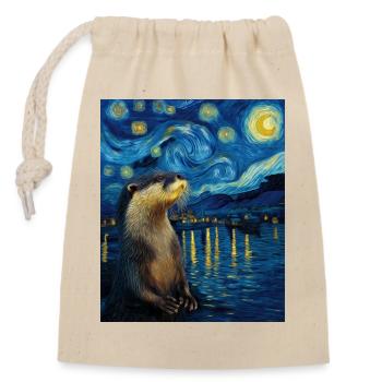 Loutre Van Gogh - Sac cadeau en coton avec cordon (14 x 20 cm) - nature - Devant