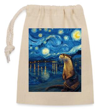 Loutre Van Gogh - Sac cadeau en coton avec cordon (14 x 20 cm) - nature - Devant