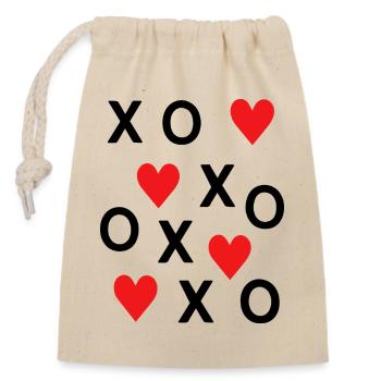 Cute Red Hearts Love Minimal Valentine Design - Closable cotton gift bag (14x20cm) - nature - Front