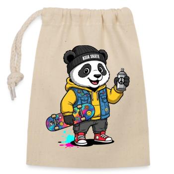 Asia Panda Skate Crew - Closable cotton gift bag (14x20cm) - nature - Front