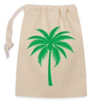 Palme - Verschließbarer Geschenkbeutel aus Baumwolle (14x20cm) - Natur - Vorne
