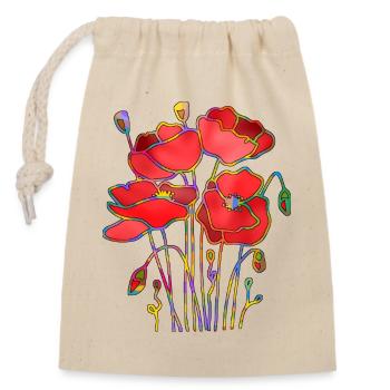 Blumen - Verschließbarer Geschenkbeutel aus Baumwolle (14x20cm) - Natur - Vorne