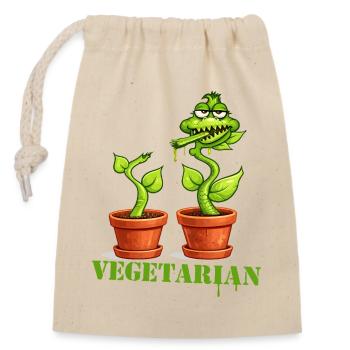 Vegetarische Fleischfressende Pflanze Cartoon - Verschließbarer Geschenkbeutel aus Baumwolle (14x20cm) - Natur - Vorne