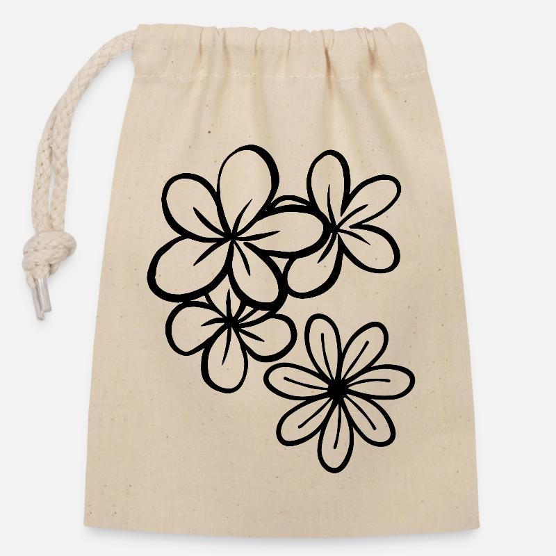 Blumenillustration - Verschließbarer Geschenkbeutel aus Baumwolle (14x20cm) - Natur