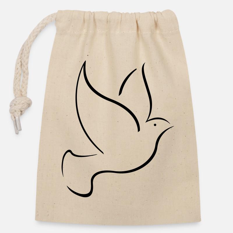 bird dove Taube Vogel peace - Verschließbarer Geschenkbeutel aus Baumwolle (14x20cm) - Natur