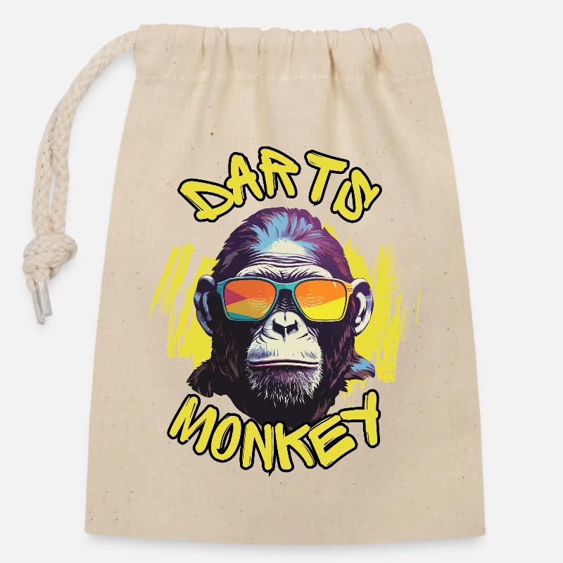 Dartmonkey with Sunglasses - Verschließbarer Geschenkbeutel aus Baumwolle (14x20cm) - Natur