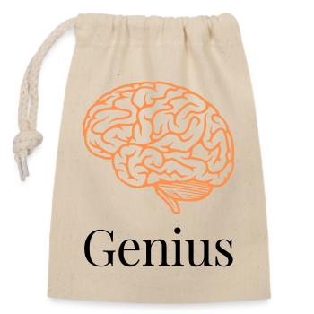 Cerveau en tracés orange - Sac cadeau en coton avec cordon (14 x 20 cm) - nature - Devant