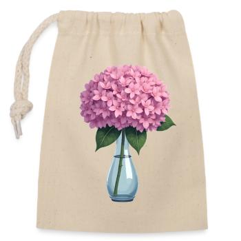 Hortensie - Verschließbarer Geschenkbeutel aus Baumwolle (14x20cm) - Natur - Vorne