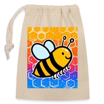 abeille - Sac cadeau en coton avec cordon (14 x 20 cm) - nature - Devant