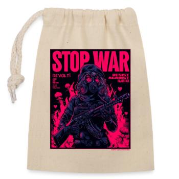 Neon Stop-War Protest - Closable cotton gift bag (14x20cm) - nature - Front