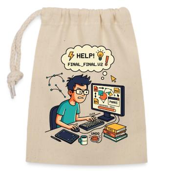 Graphic Designer Chaos Export Panic - Verschließbarer Geschenkbeutel aus Baumwolle (14x20cm) - Natur - Vorne