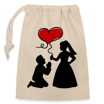 Mariage des mariés - Sac cadeau en coton avec cordon (14 x 20 cm) - nature - Devant