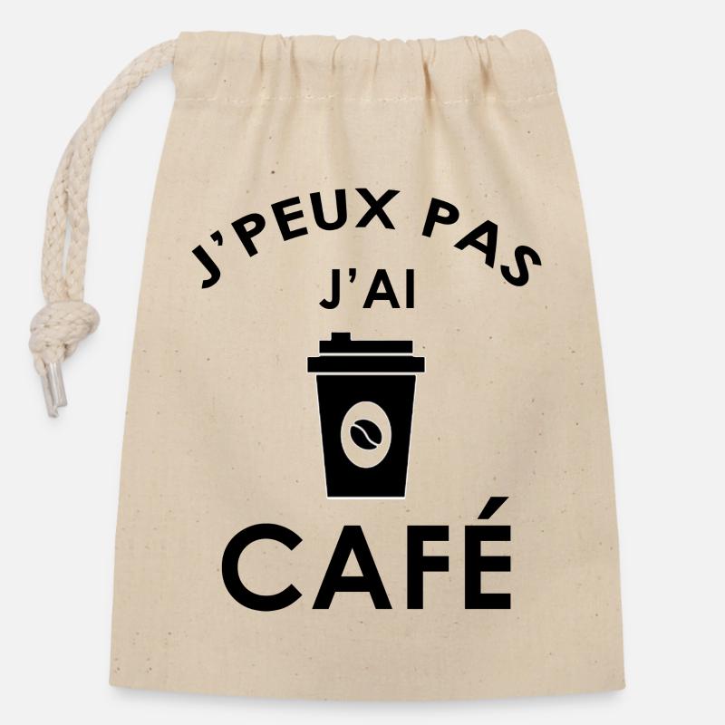 j'peux pas j'ai café - Sac cadeau en coton avec cordon (14 x 20 cm) - nature