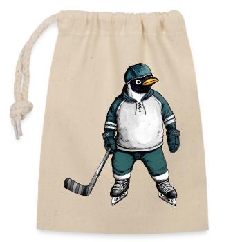 Eishockey Pinguin - Closable cotton gift bag (14x20cm) - nature - Front