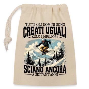 JGA Abfahrt – Skifahrer Bachelor Party Design - Verschließbarer Geschenkbeutel aus Baumwolle (14x20cm) - Natur - Vorne