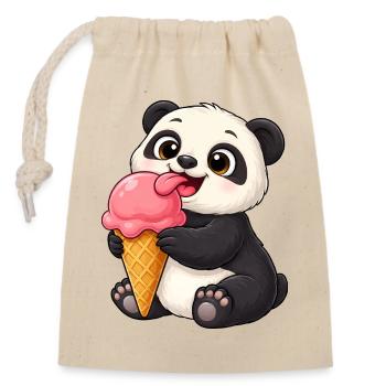 Süßer Panda Eiscreme Tier Kunst Kinder Sommer Kawa - Closable cotton gift bag (14x20cm) - nature - Front