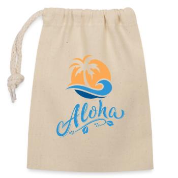 Aloha Palm and Vague Soleil - Closable cotton gift bag (14x20cm) - nature - Front