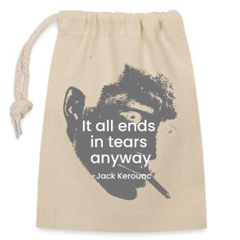 Kerouac Noir Teardrop Quote Tee - Closable cotton gift bag (14x20cm) - nature - Front