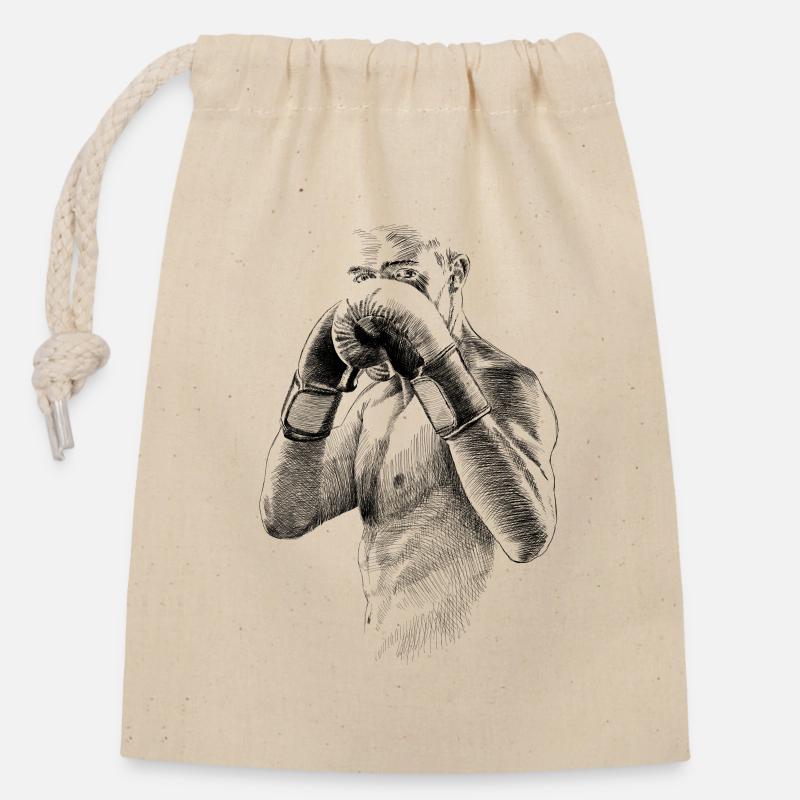 Boxer - Verschließbarer Geschenkbeutel aus Baumwolle (14x20cm) - Natur