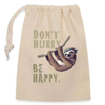 Paresseux chill sleep Slow happy humour fun nerd - Sac cadeau en coton avec cordon (14 x 20 cm) - nature - Devant