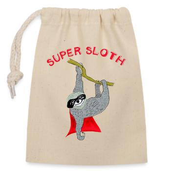 super sloth sloth chill sleep slow nerd lazy - Closable cotton gift bag (14x20cm) - nature - Front