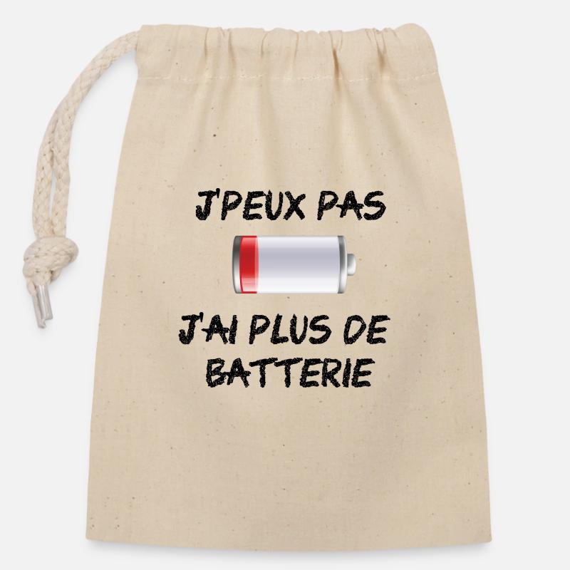 I can not I have more battery - Closable cotton gift bag (14x20cm) - nature