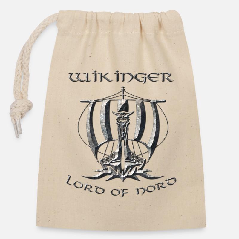 Vikings 2 - Closable cotton gift bag (14x20cm) - nature