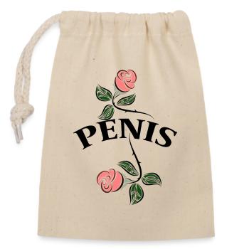 Penis - Verschließbarer Geschenkbeutel aus Baumwolle (14x20cm) - Natur - Vorne