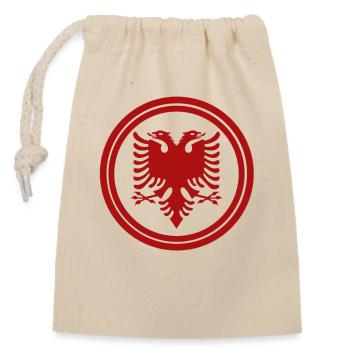 Albania Flag "Albanian Eagle" - Closable cotton gift bag (14x20cm) - nature - Front