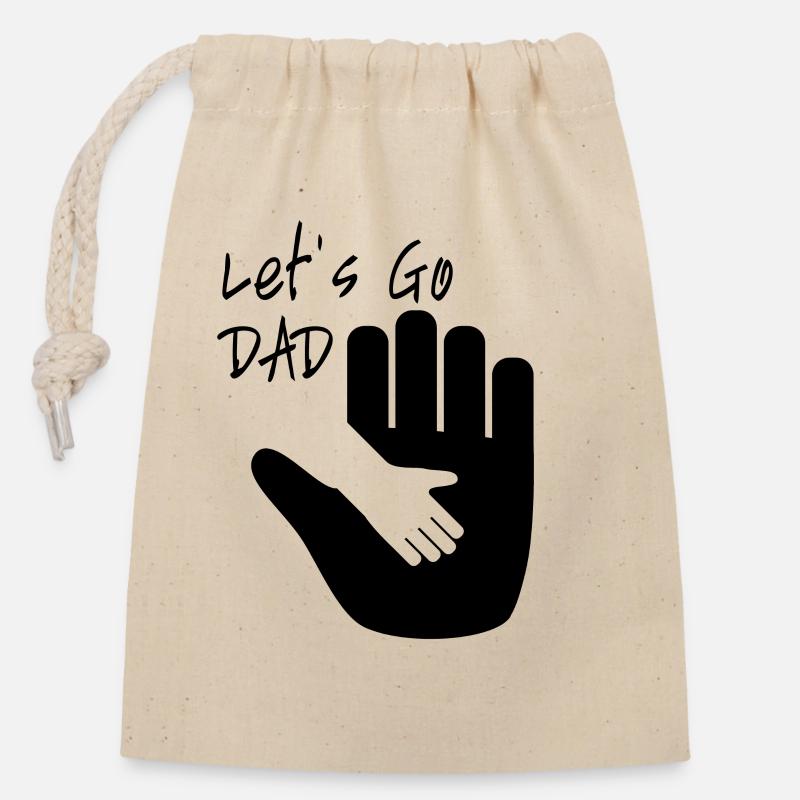 Let's Go DAD - Sac cadeau en coton avec cordon (14 x 20 cm) - nature