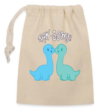 dinosaure - Sac cadeau en coton avec cordon (14 x 20 cm) - nature - Devant