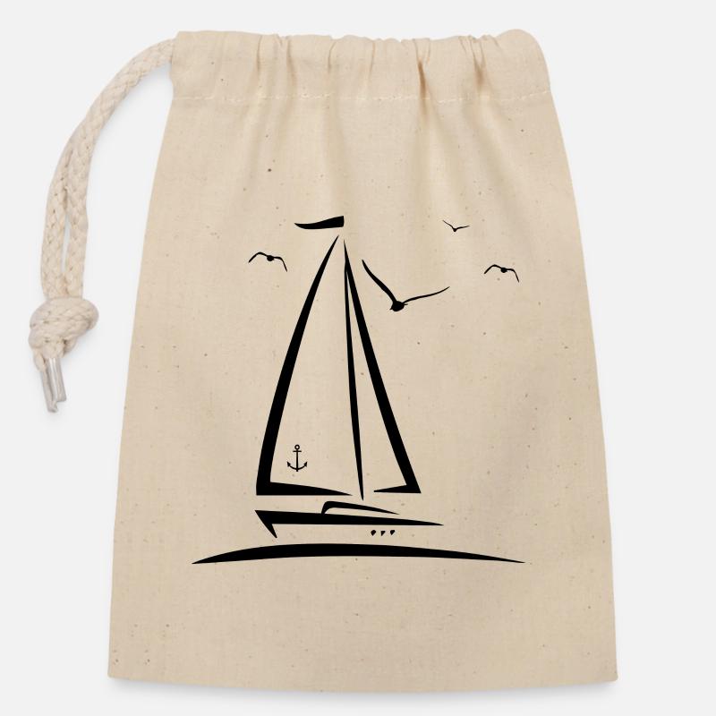 Sailing yachting - design - Closable cotton gift bag (14x20cm) - nature