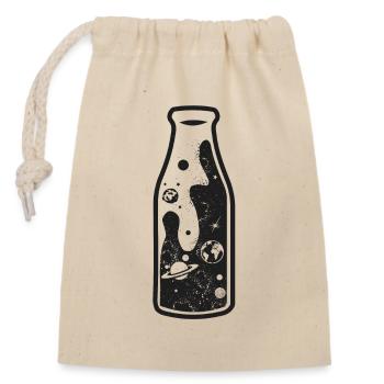 Milchstraße in Milchflasche - Verschließbarer Geschenkbeutel aus Baumwolle (14x20cm) - Natur - Vorne