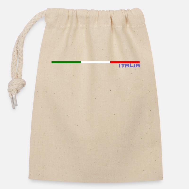 DRAPEAU ITALIA - Sac cadeau en coton avec cordon (14 x 20 cm) - nature